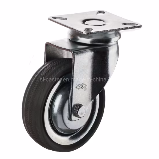 Rodízio instrumental de borracha cinza com furo de parafuso