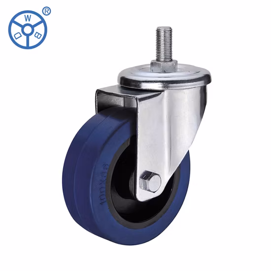 Rodízio de borracha elástica azul industrial europeu para serviço médio