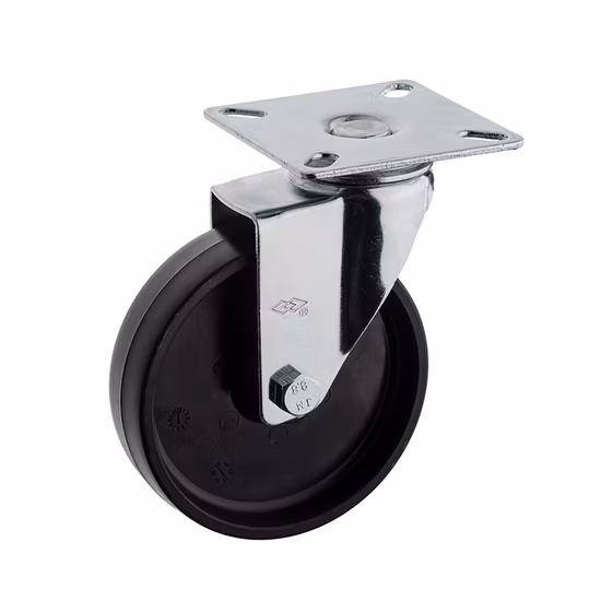 Parafuso giratório de plástico preto com rodízio de freio