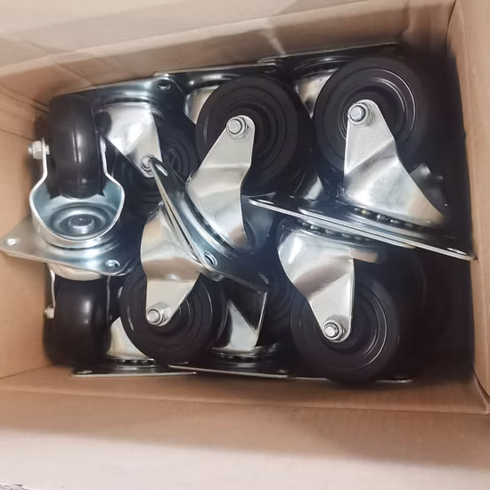 Rodízio giratório de borracha dura preta de 75 mm (P108-53B075X30)