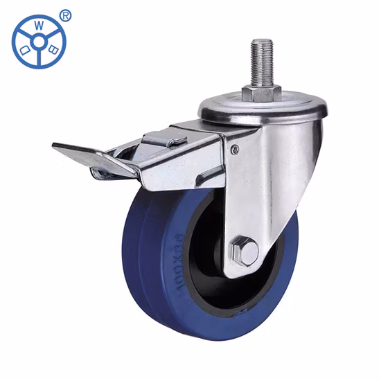 Rodízio industrial de roda maciça de borracha azul tipo europeu