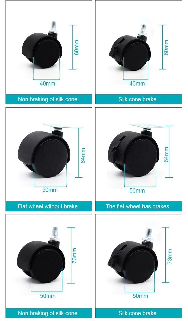 Luggage Caster Wheel Nylon Material Office Chair Wheel Furniture Casters with Brake Caster Wheels