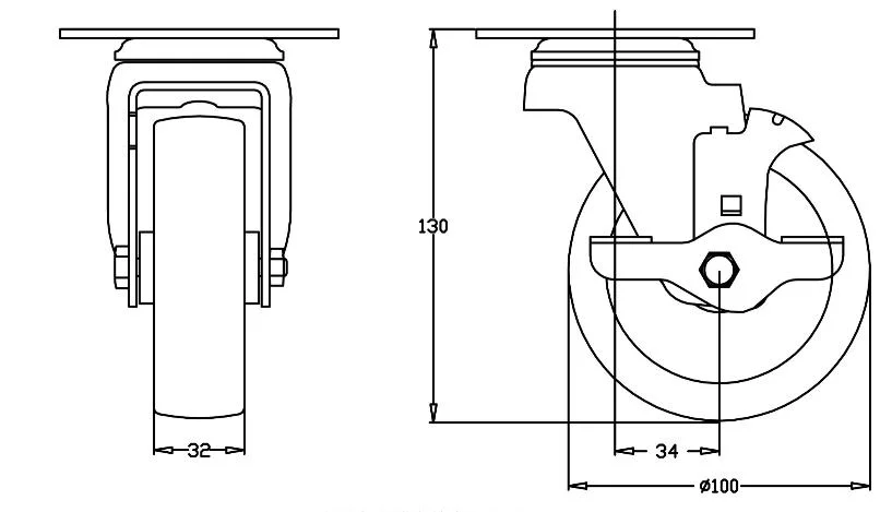 Wholesale Industrial Medium Duty TPE Caster 4 Inch Swivel Caster Wheel Caster with Side Brake