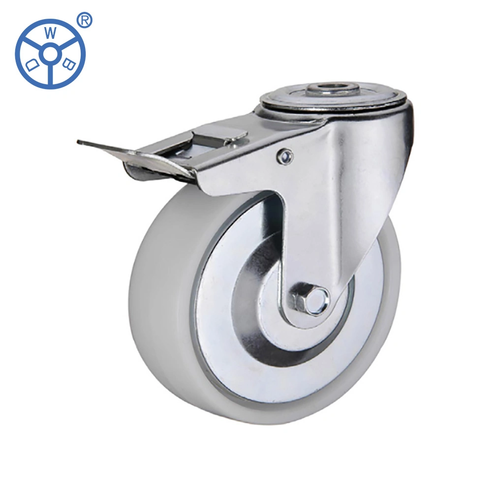 Wbd Manufacturer Industrial 100 mm 125 mm 6 Inch Castor White PP Plastic 5" Locking Caster Wheels