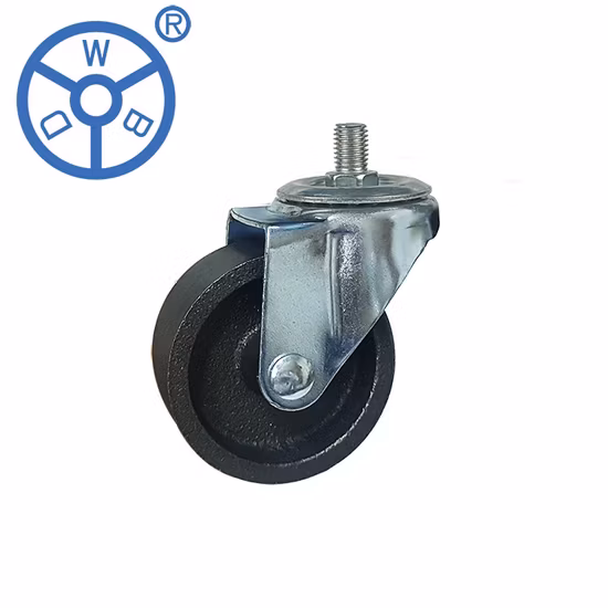 Roda rodízio de aço galvanizado estampado industrial carcaça de ferro fundido leve