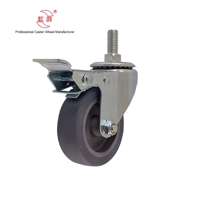 Jq Caster 75mm TPR Wheel Carrinho de mão médico rodízio com freio duplo